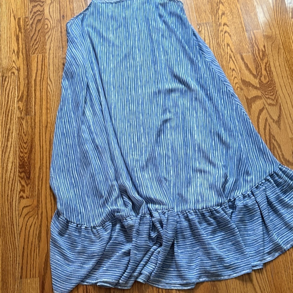 Mud Pie Blue and White Striped Chiffon Dress - Picture 7 of 8